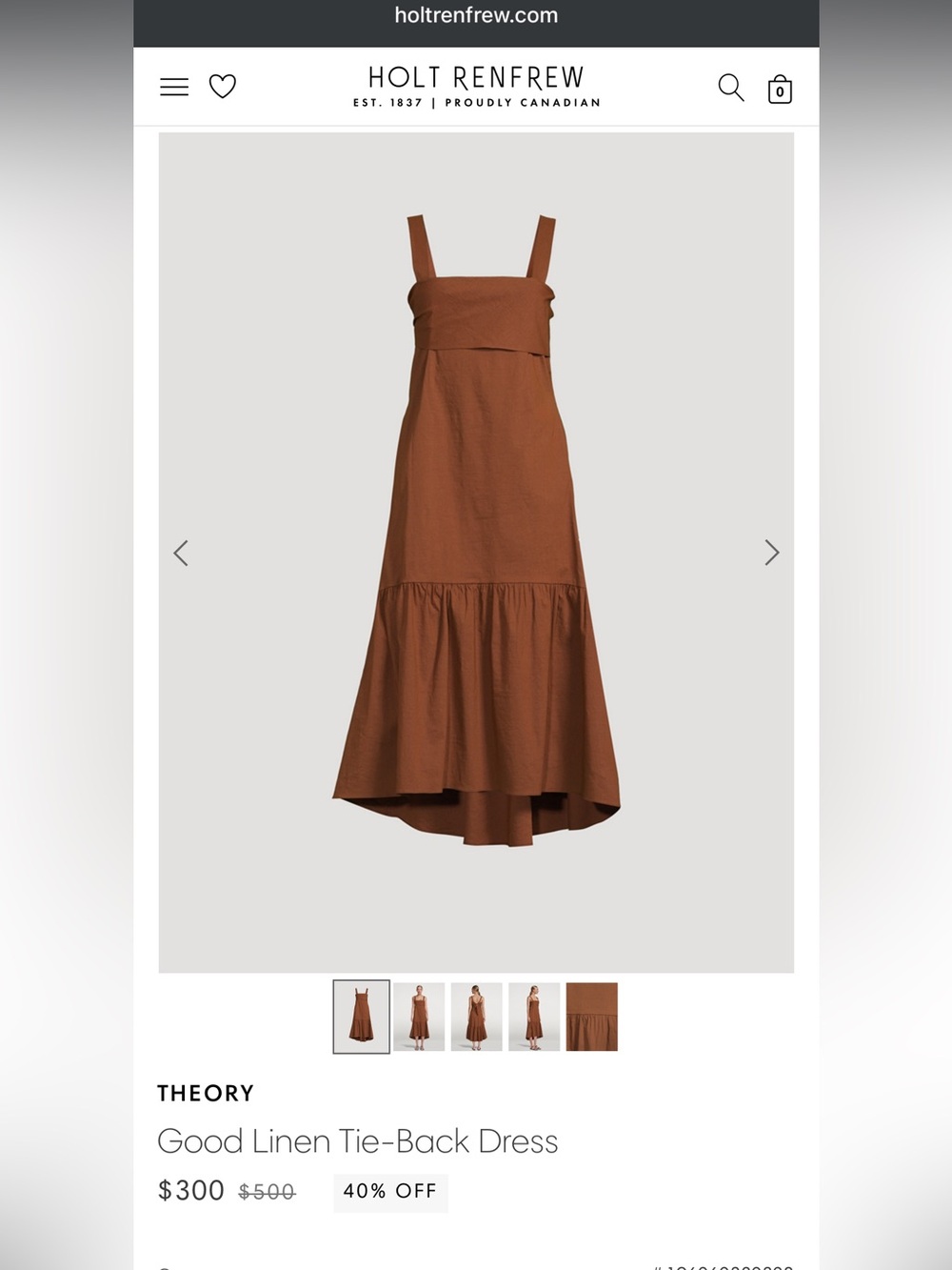 NWT Theory Good Linen Tie-Back Midi Dress – Black